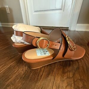 Alfani Step N Flex Tatumm Sandals Cognac Gold-Colored Buckle Size 9 NWOT